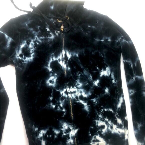 SET: JENNI by Jennifer Moore Sweatsuit Loungewear Velour Hoodie & Pant Set Black - Picture 7 of 12